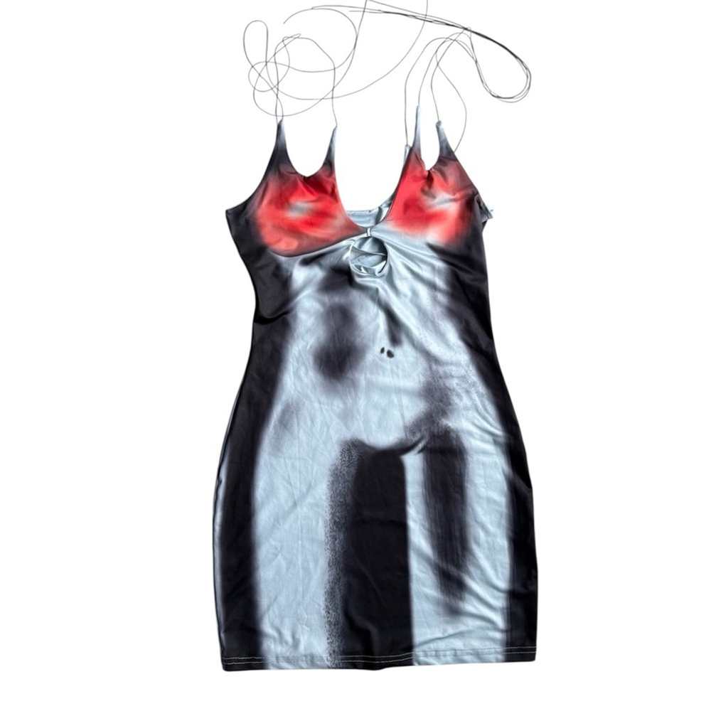 Mini Slip Dress with Red Accent